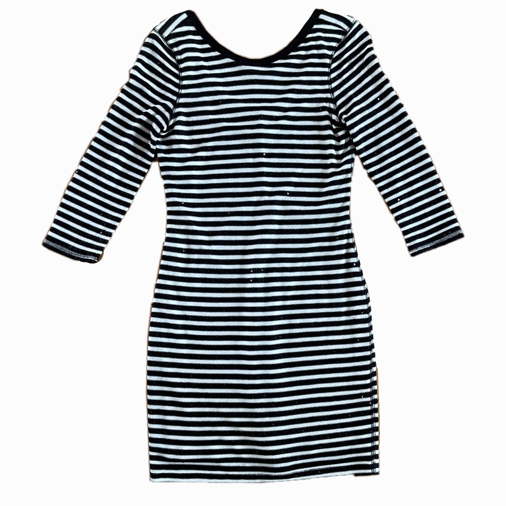 Express black and white stripe dress